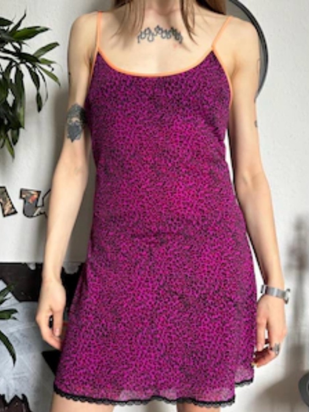 Juicy Couture Bright Bouganvillea Purple Animal Print Mesh Night Gown